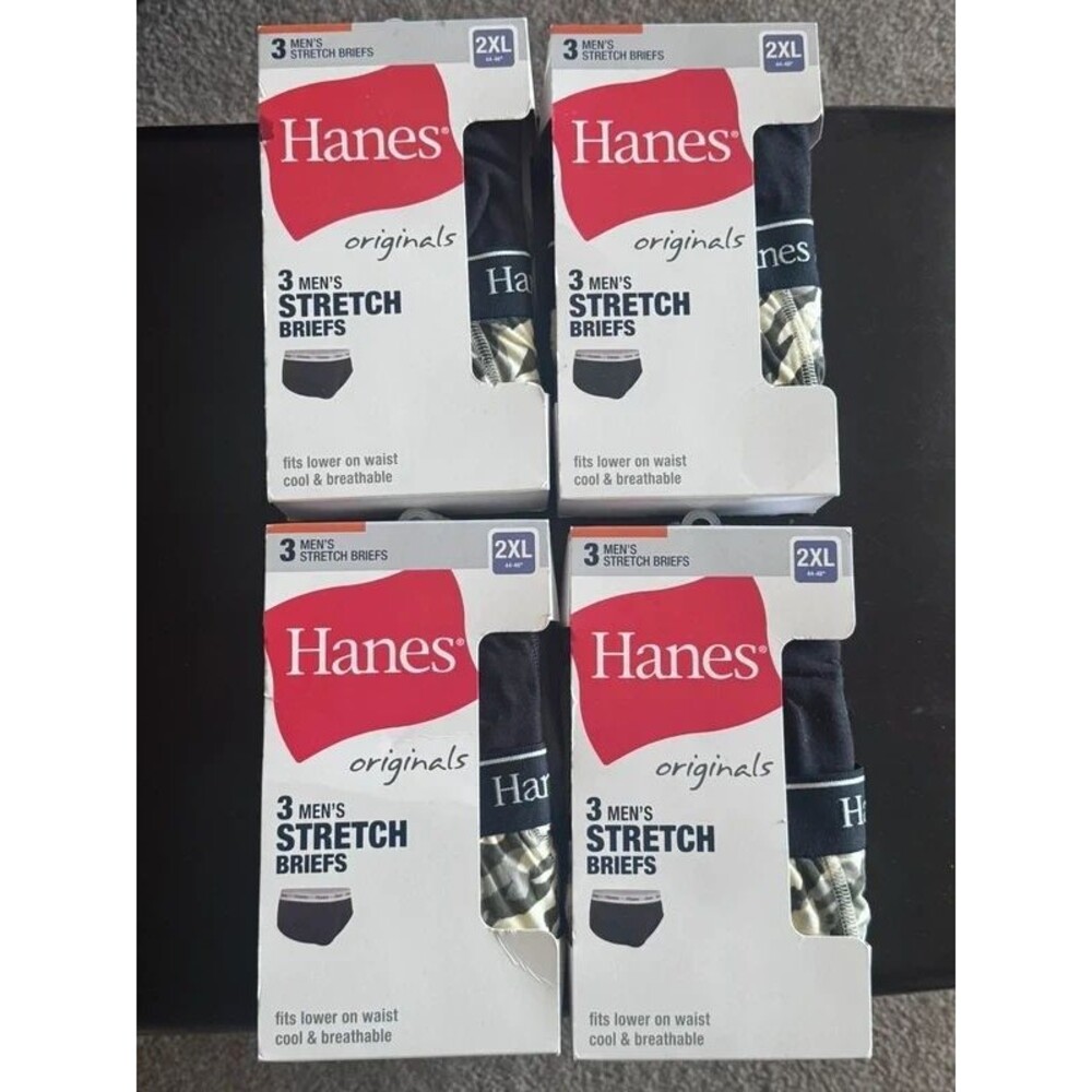 Men's Hanes 2XL Briefs Hanes Originals Stretch 4 x 3 Packs Under Pants